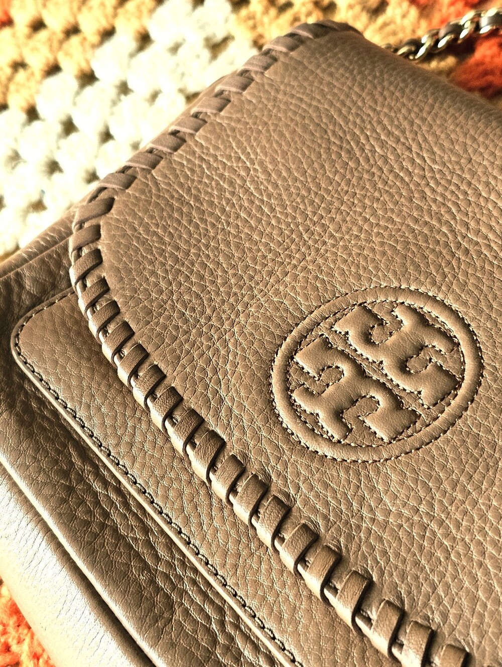 Tory Burch Marion Tan Whipstitch Leather Crossbody Bag Shoulder Bag Purse - Picture 3 of 14